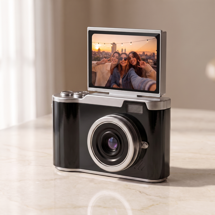 Black retro digital camera